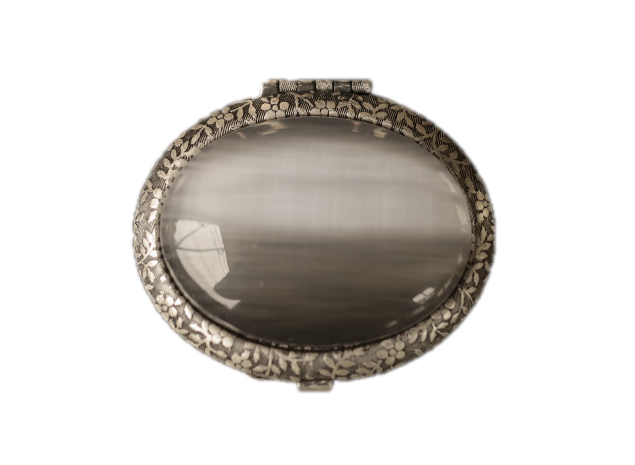 Silver Cats Eye Compact with Solid Perfume