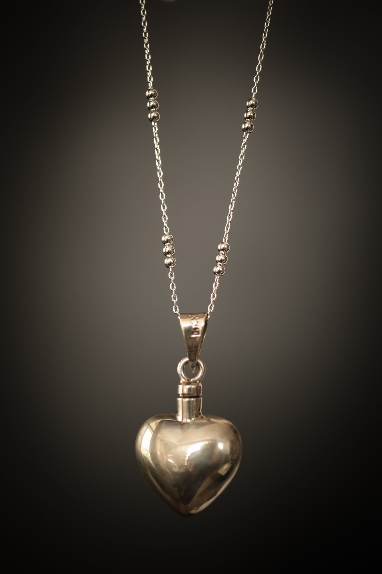 Silver Perfume Heart Bottle Necklace