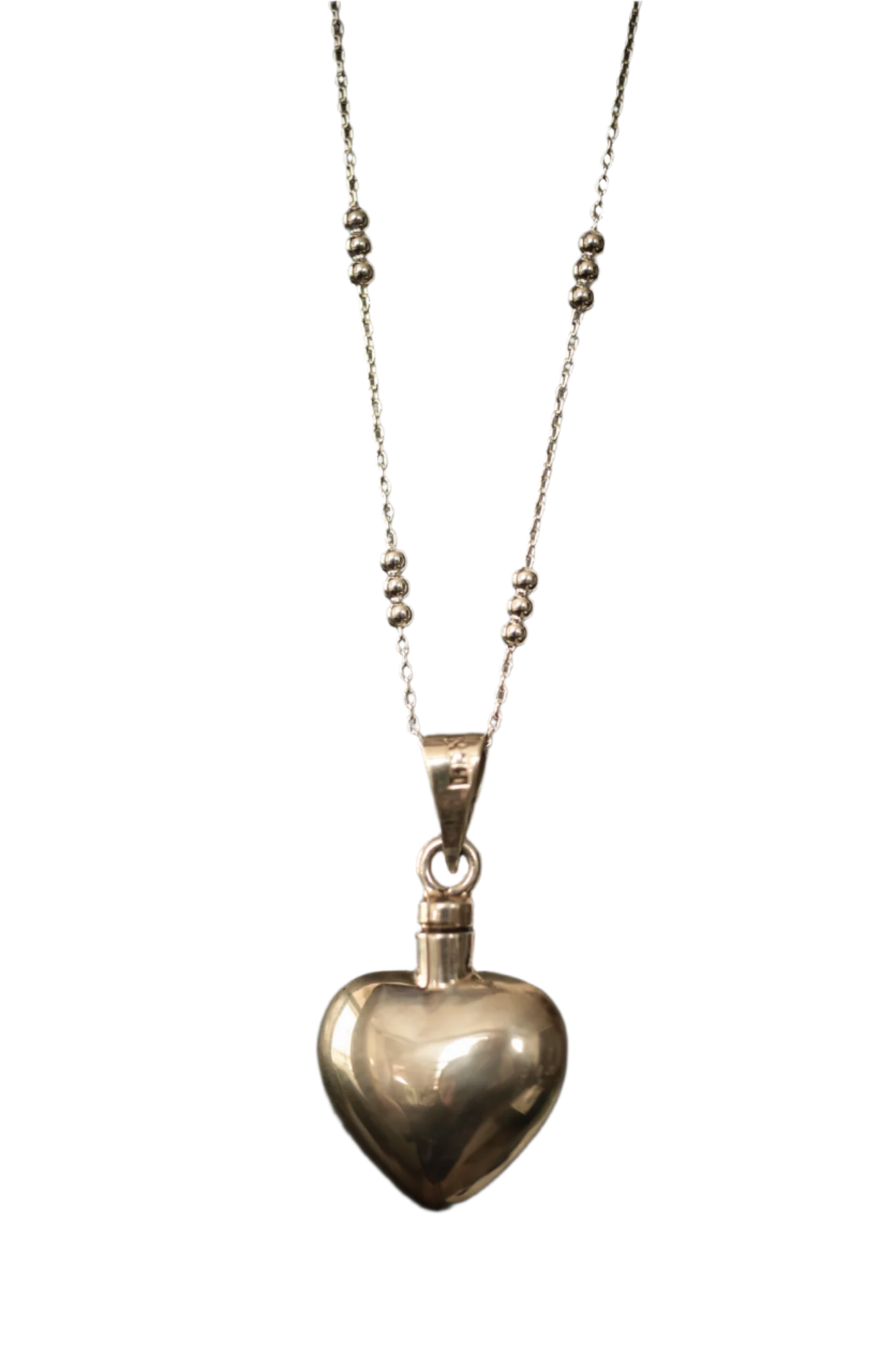 Silver Perfume Heart Bottle Necklace