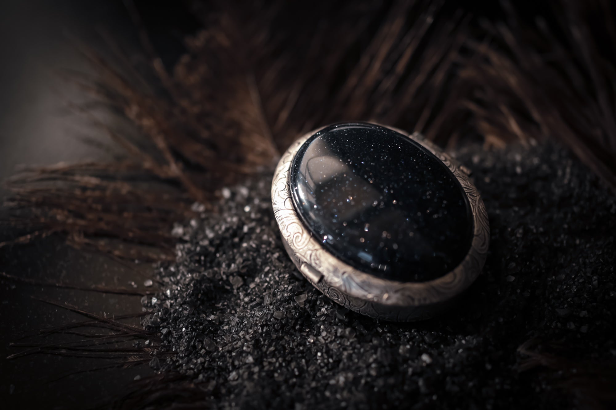 Blue Goldstone Compact with Solid Perfume